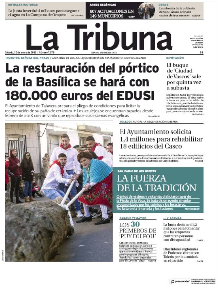 Portada de La Tribuna de Toledo (Espa&ntilde;a)