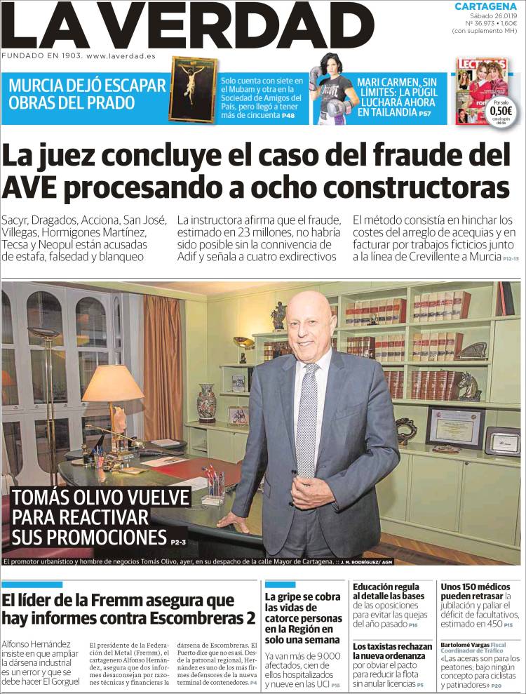 Portada de La Verdad de Cartagena (Espa&ntilde;a)