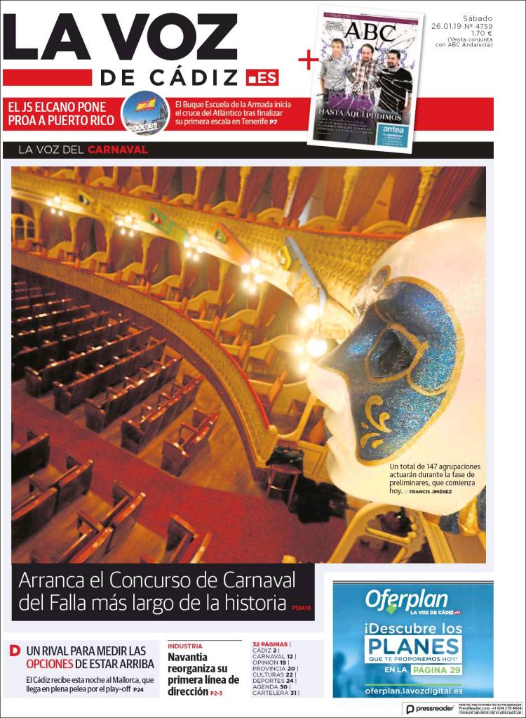 Portada de La Voz de Cádiz (Espa&ntilde;a)