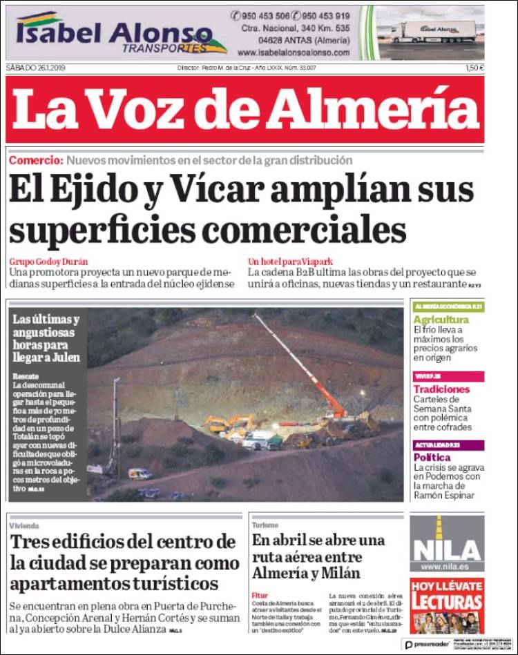 Portada de La Voz de Almería (Espa&ntilde;a)