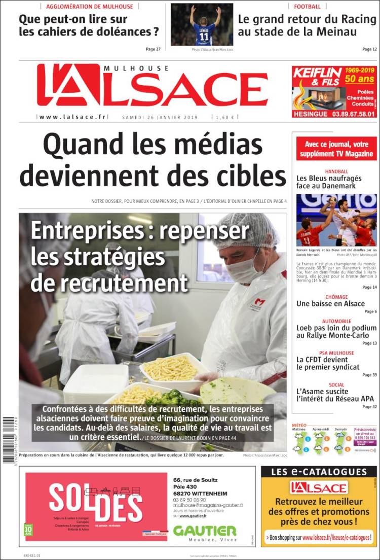 Portada de Journal L'Alsace (Francia)