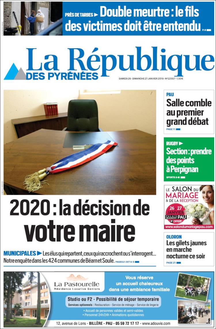 Portada de La République des Pyrénées (Francia)