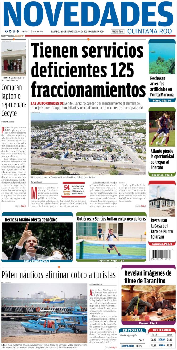 Portada de Novedades de Quintana Roo (México)