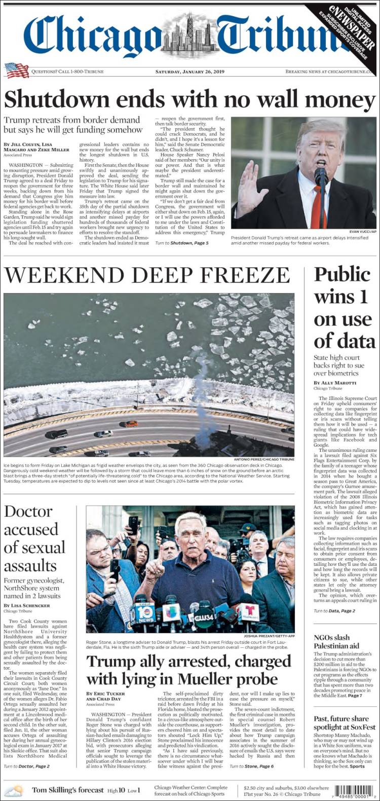 Portada de Chicago Tribune (USA)