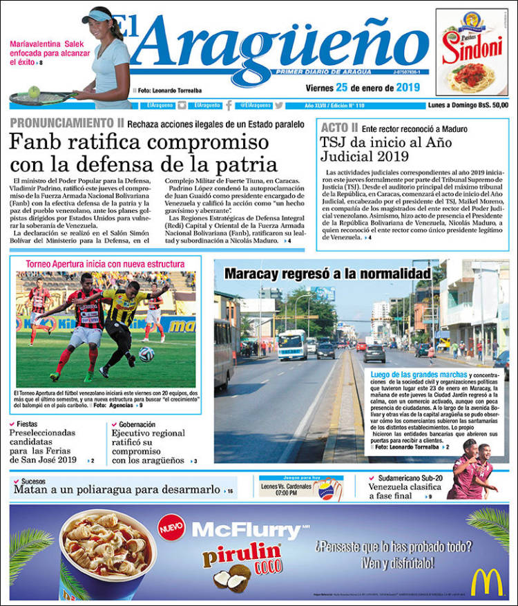 Portada de El Aragüeño (Venezuela)