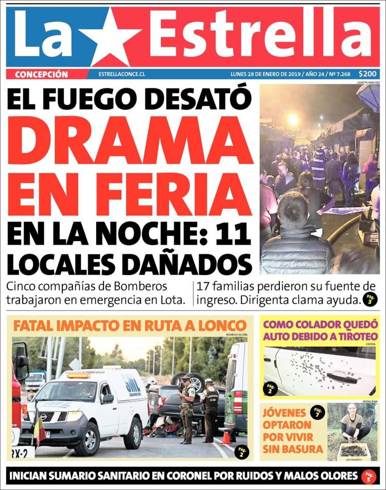 Portada de La Estrella de Concepción (Chile)