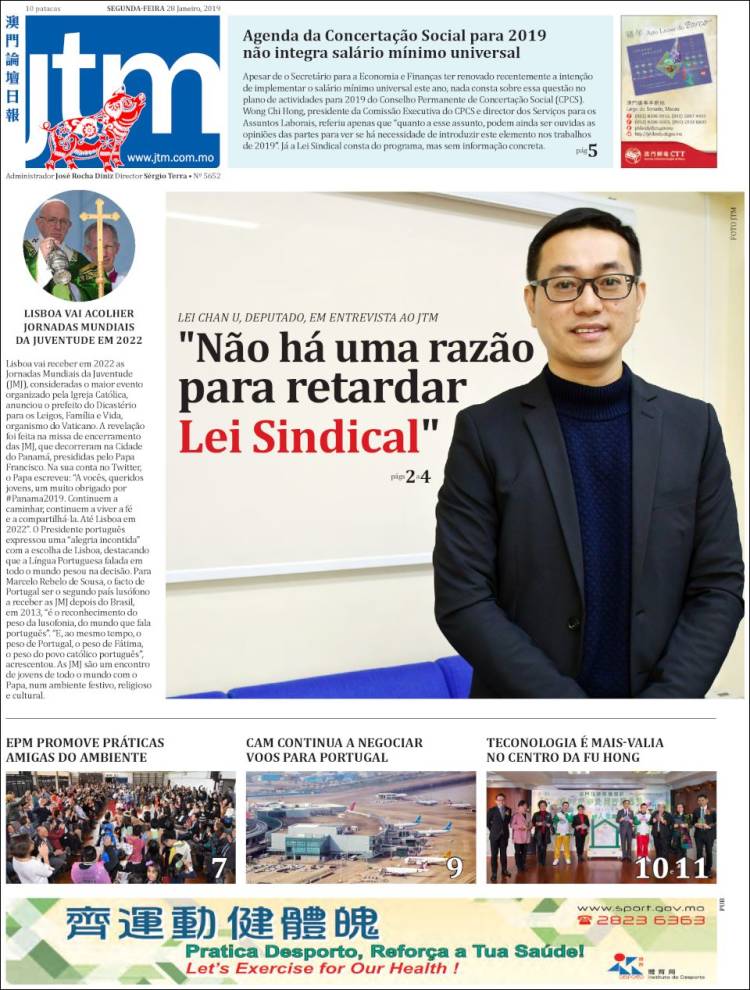 Portada de Jornal Tribuna de Macau (China)