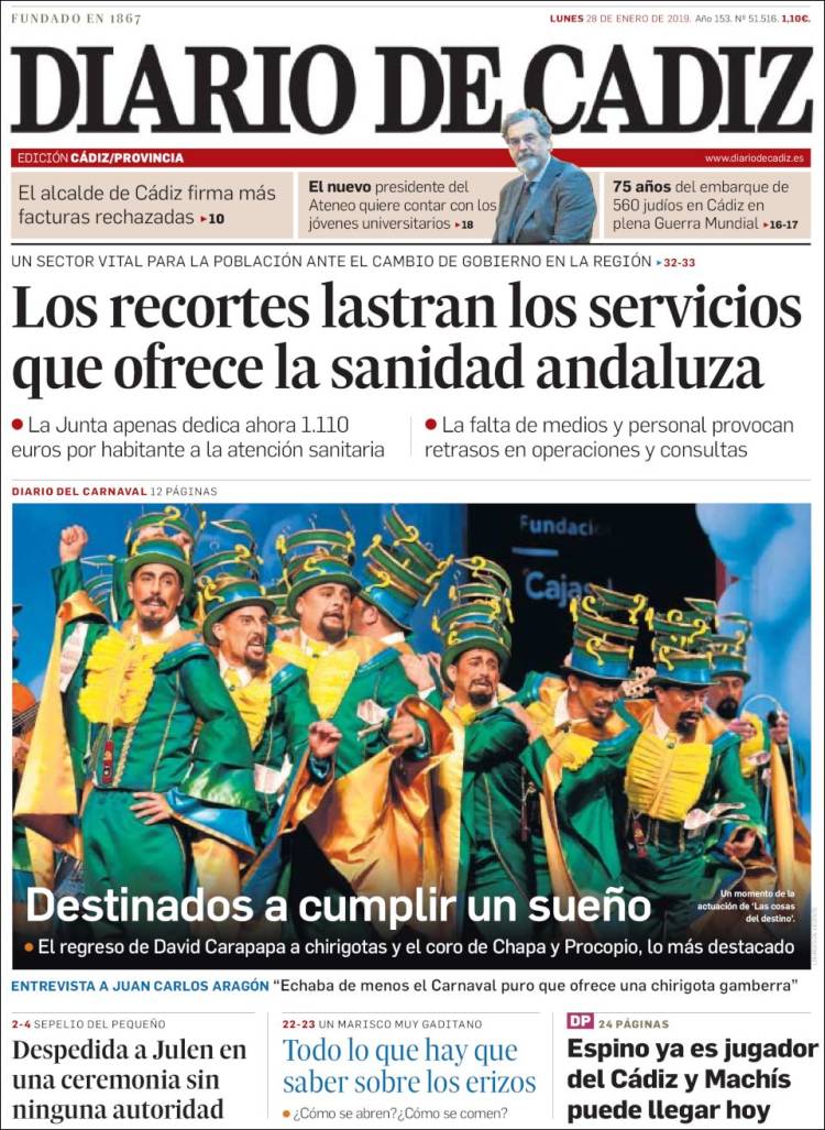 Portada de Diario de Cádiz (España)