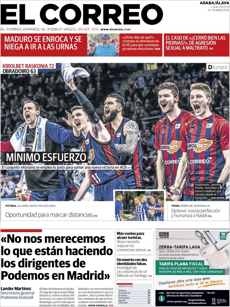 Portada de El Correo - Álava (España)