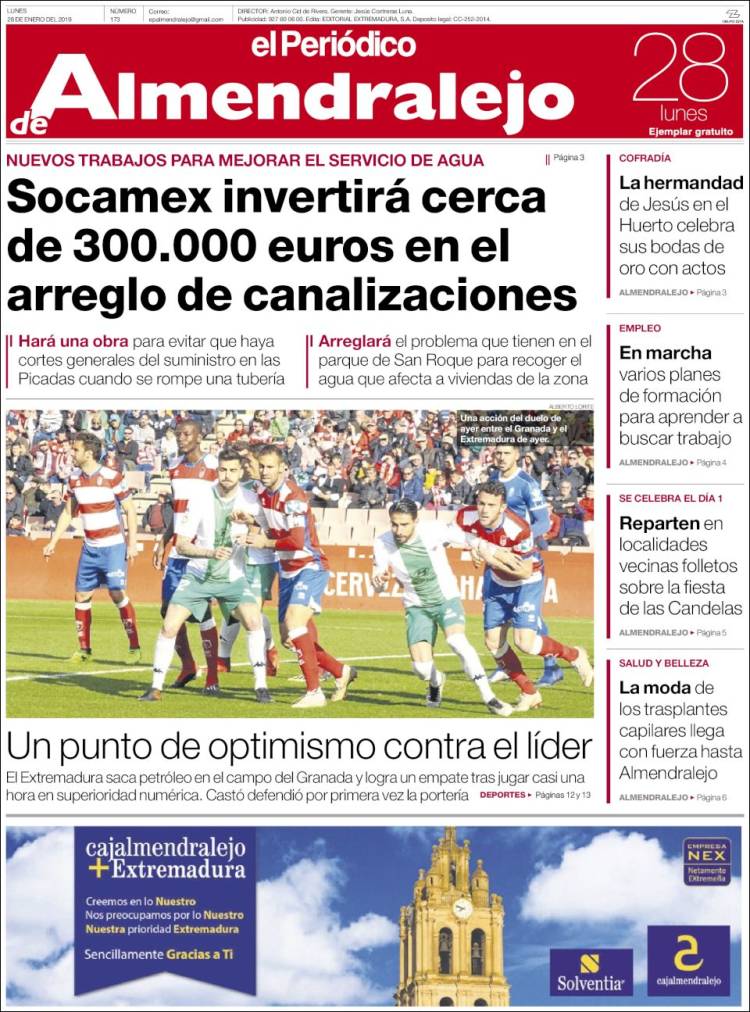 Portada de El Periódico de Extremadura (España)