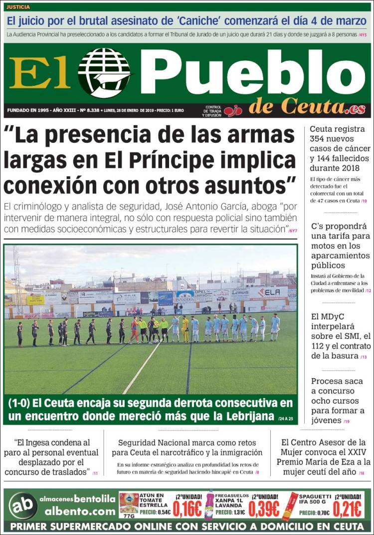 Portada de El Pueblo de Ceuta (España)