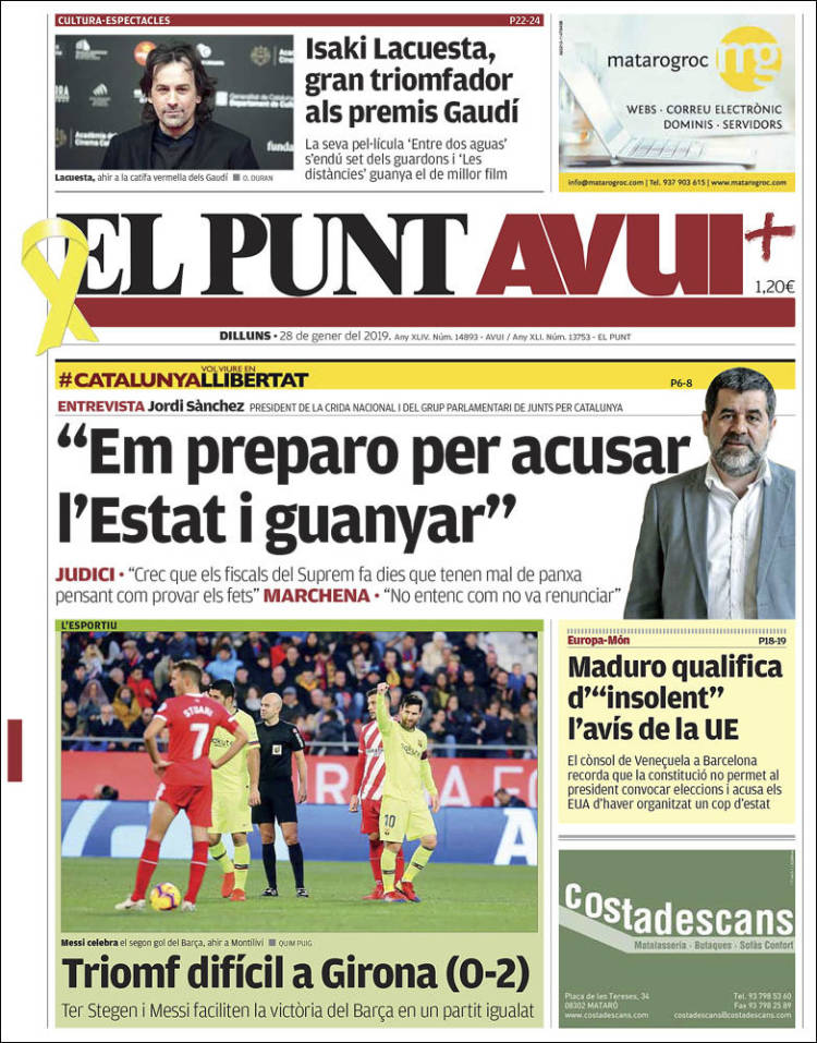 Portada de El Punt Avui (España)