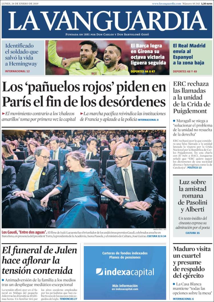 Portada de La Vanguardia (España)