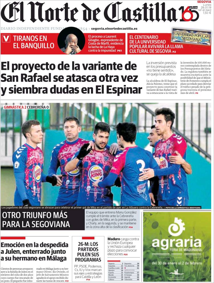 Portada de Norte de Castilla - Segovia (España)