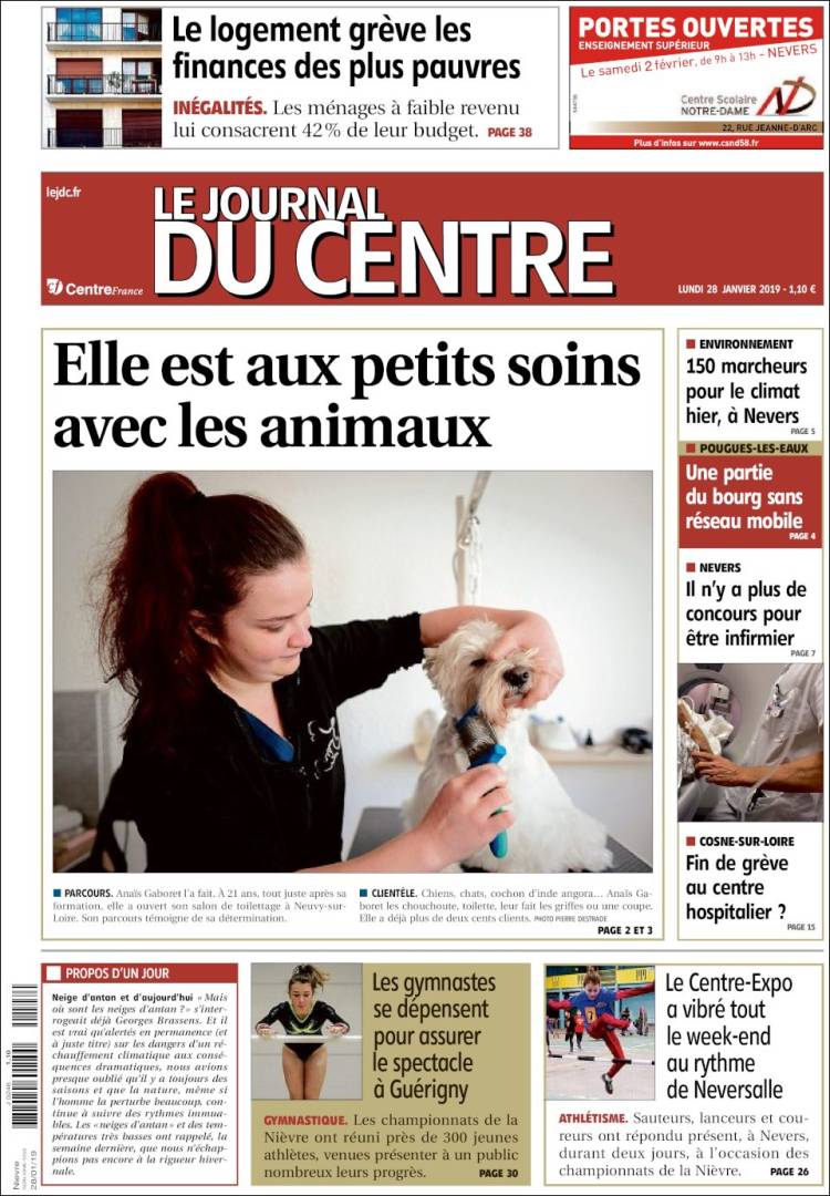 Portada de Le Journal du Centre (Francia)