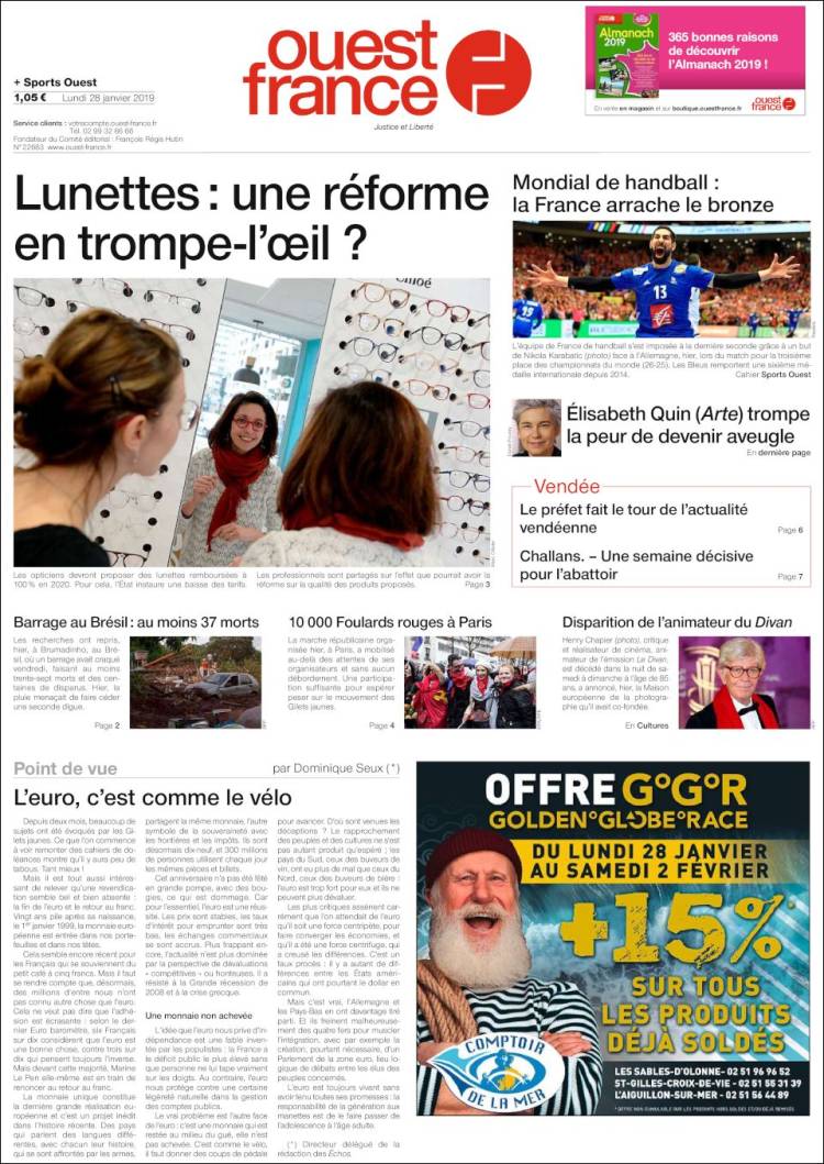 Portada de Ouest France (Francia)