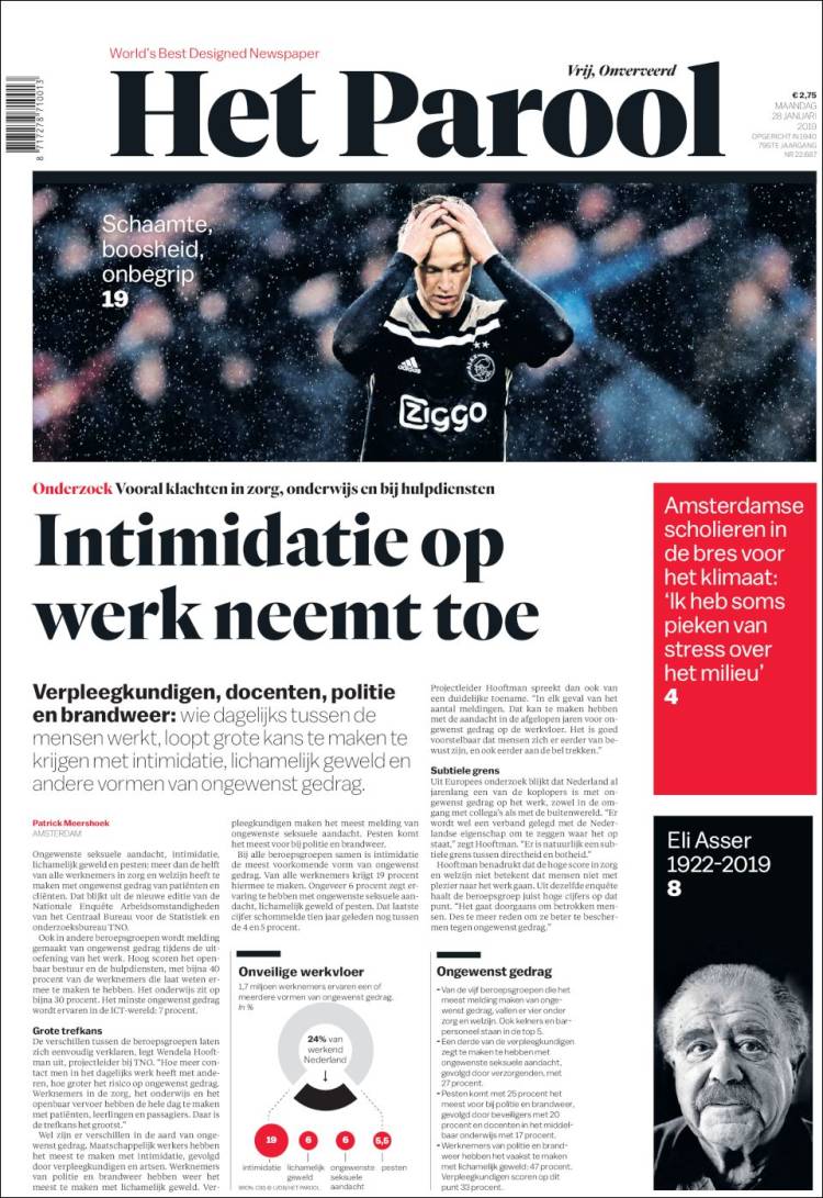 Portada de Het Parool (Pa&iacute;ses Bajos)