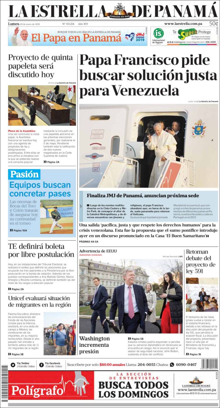 Portada de La Estrella de Panamá (Panam&aacute;)