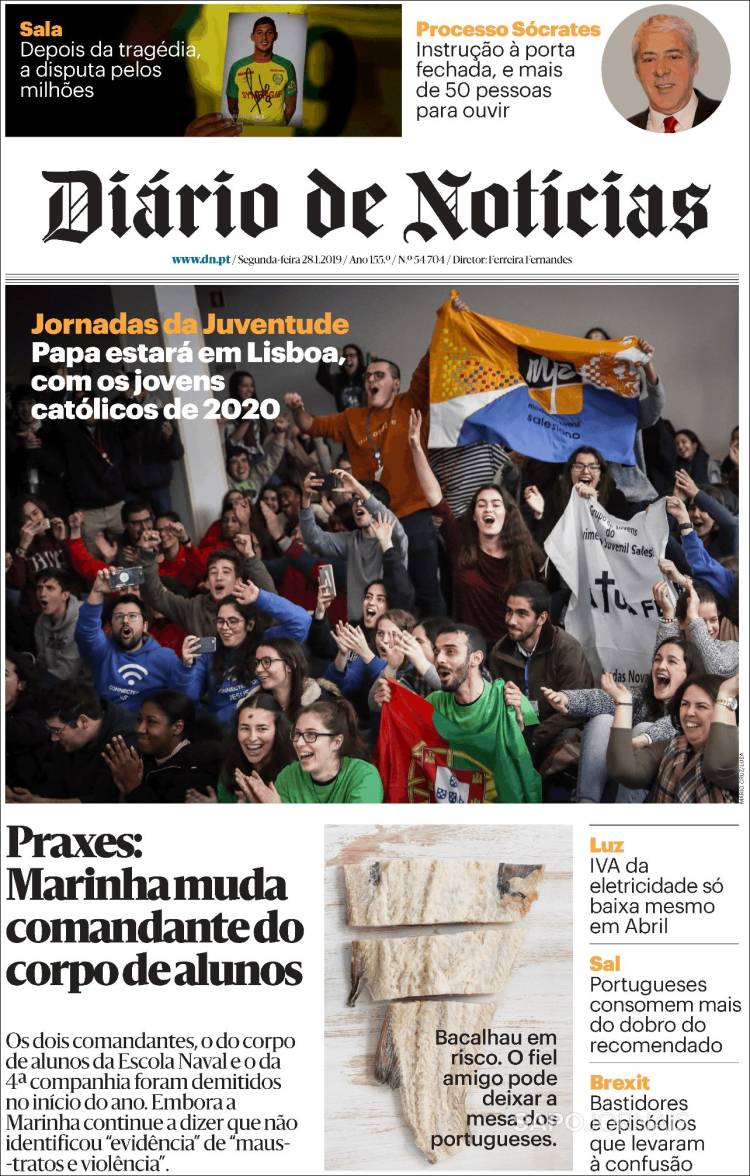 Portada de Diário de Noticias (Portugal)