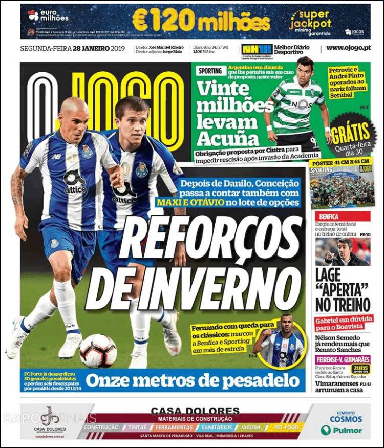 Portada de O Jogo (Portugal)