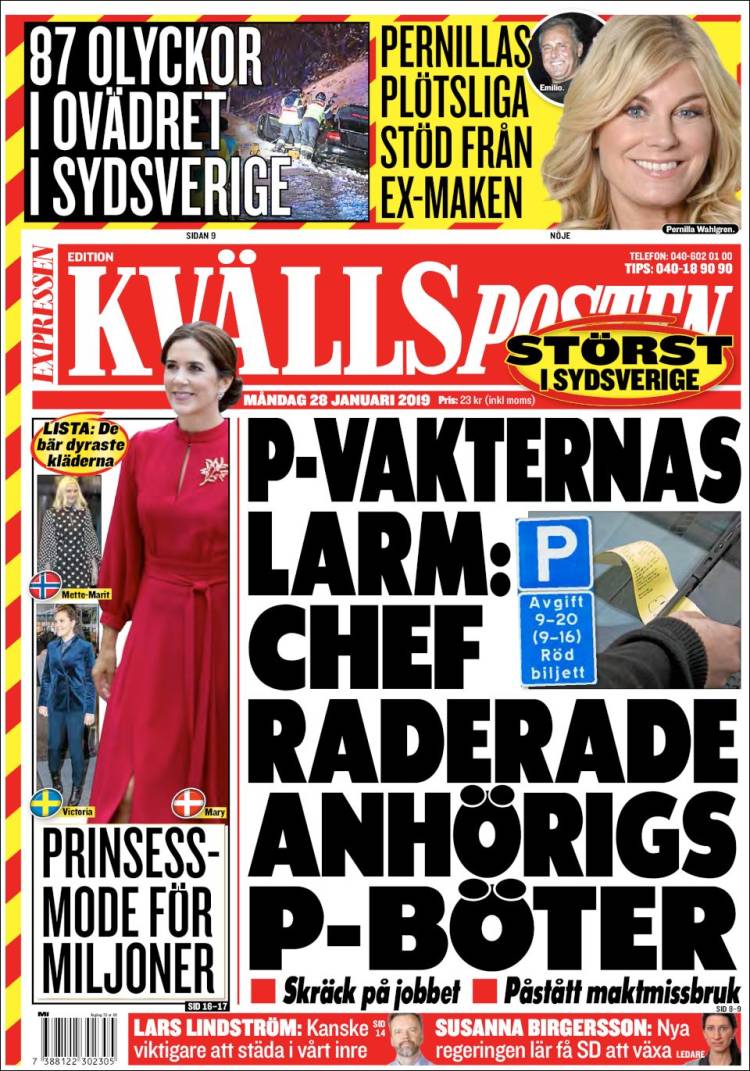 Portada de Kvällsposten (Suecia)