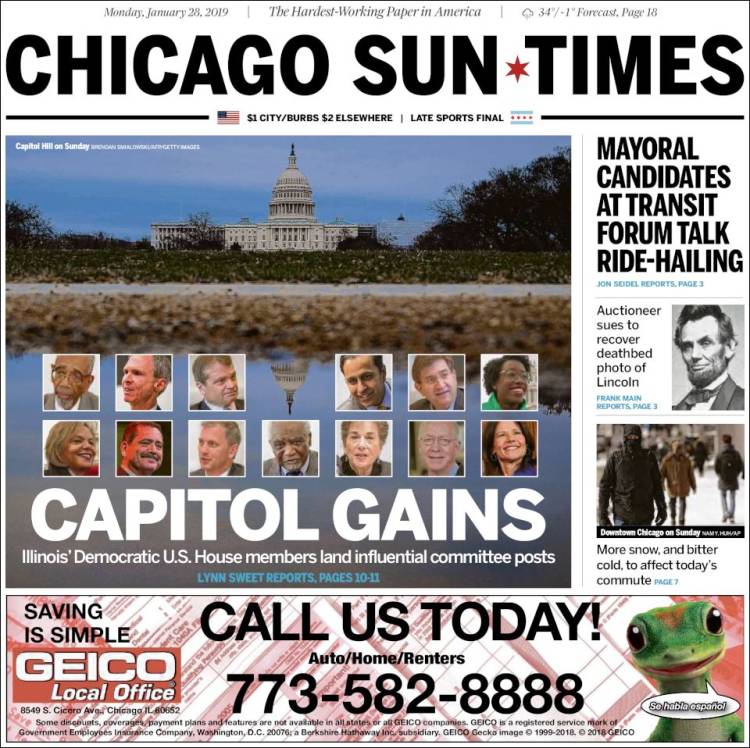 Portada de Chicago Sun-Times (USA)