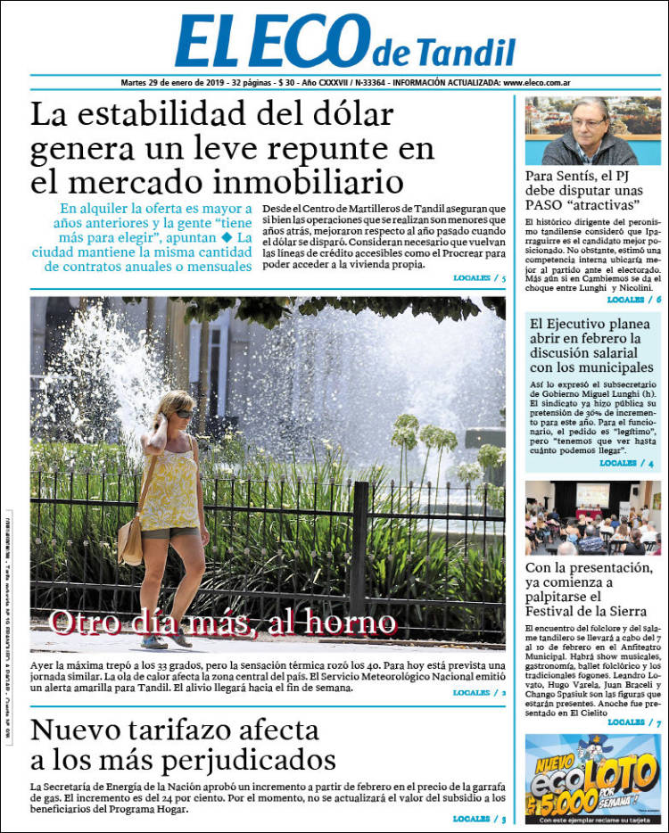 Portada de El Eco de Tandil (Argentina)