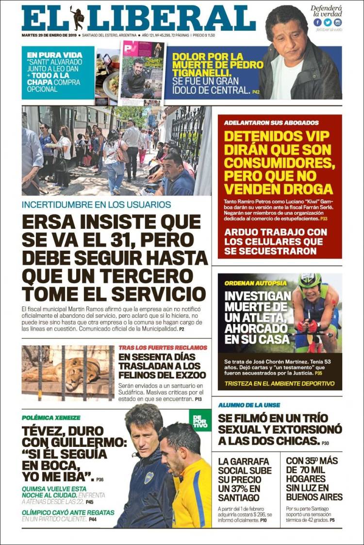 Portada de Diario El Liberal (Argentina)