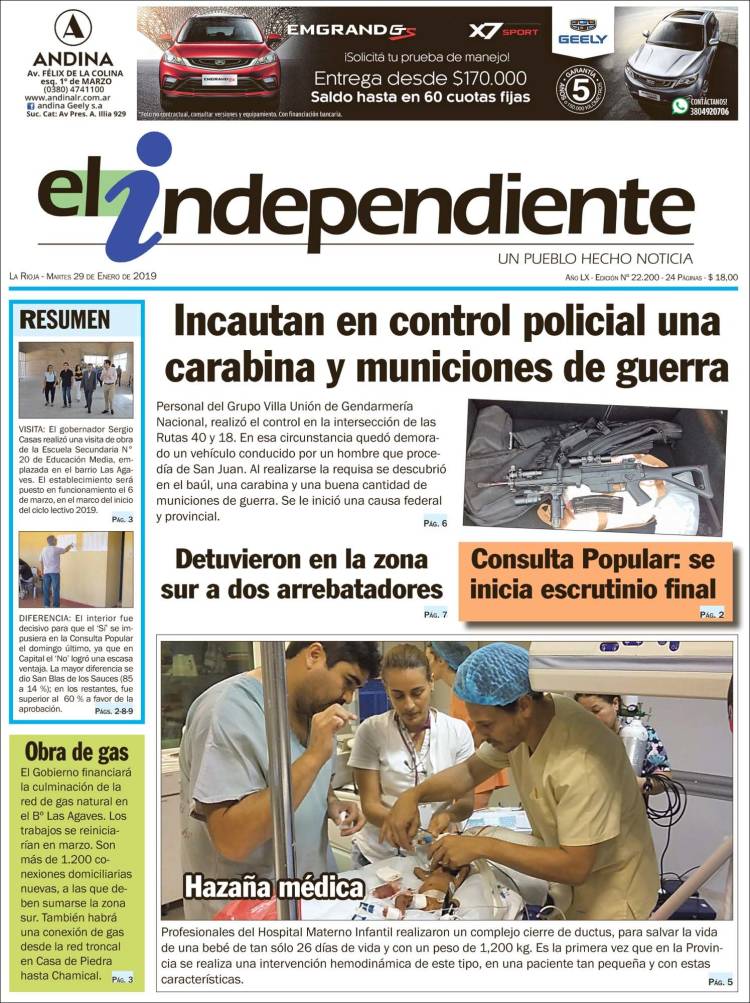 Portada de El Independiente (Argentina)