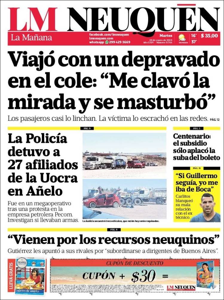 Portada de La Mañanade Neuquén (Argentina)