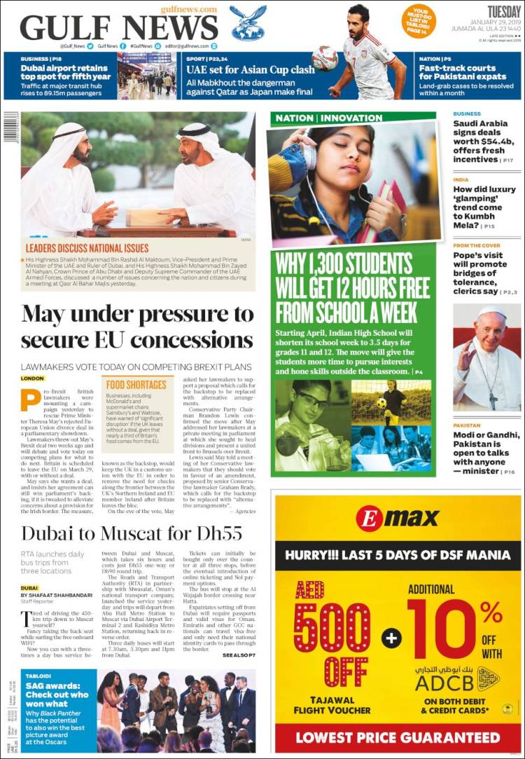 Portada de Gulf News (Asia-Pacífico)