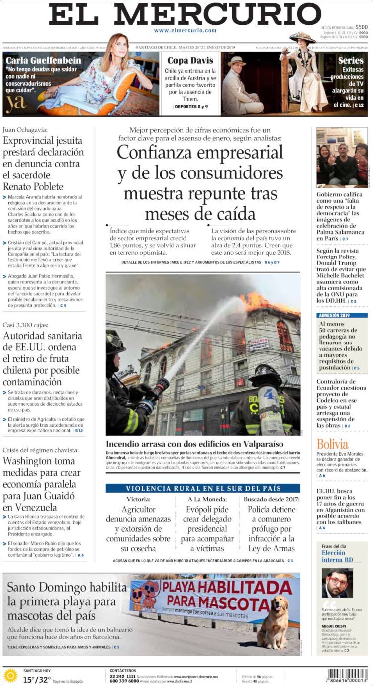 Portada de El Mercurio (Chile)