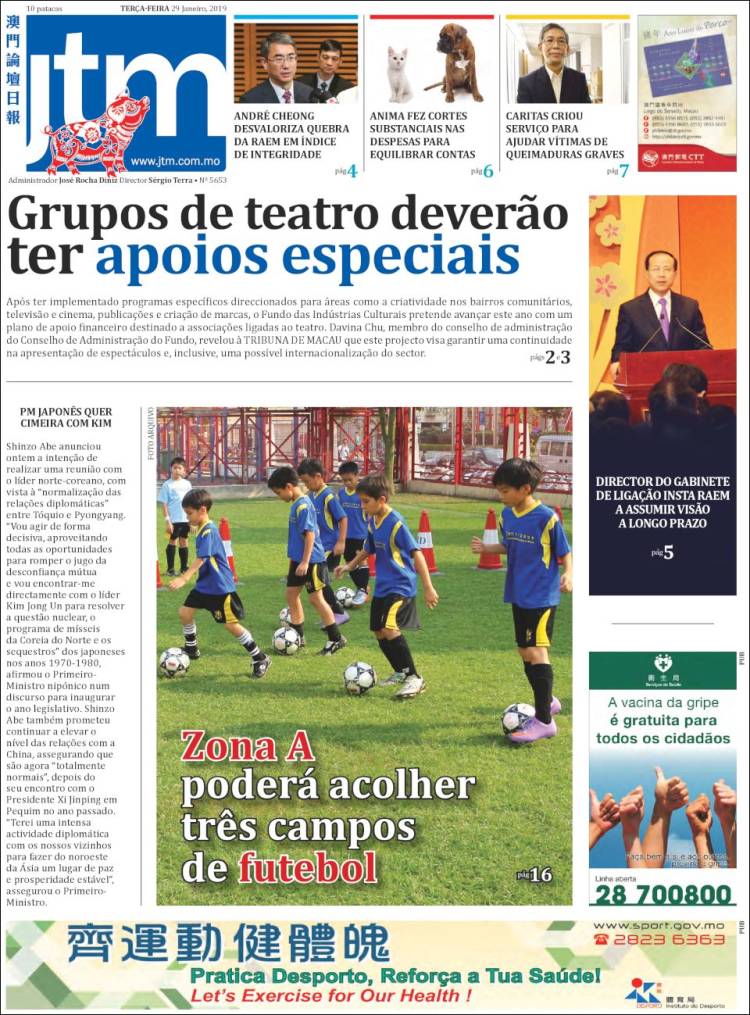 Portada de Jornal Tribuna de Macau (China)