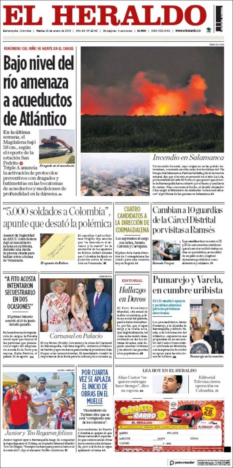 Portada de El Heraldo (Colombia)
