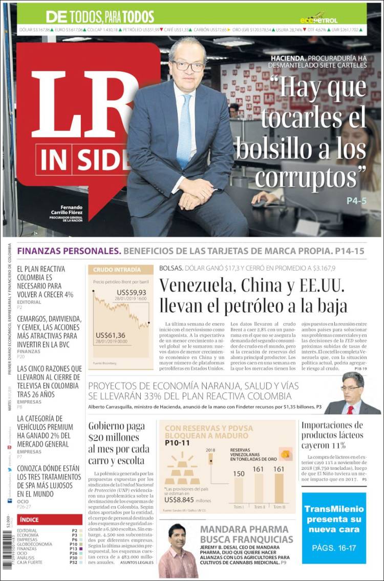 Portada de La Republica (Colombia)