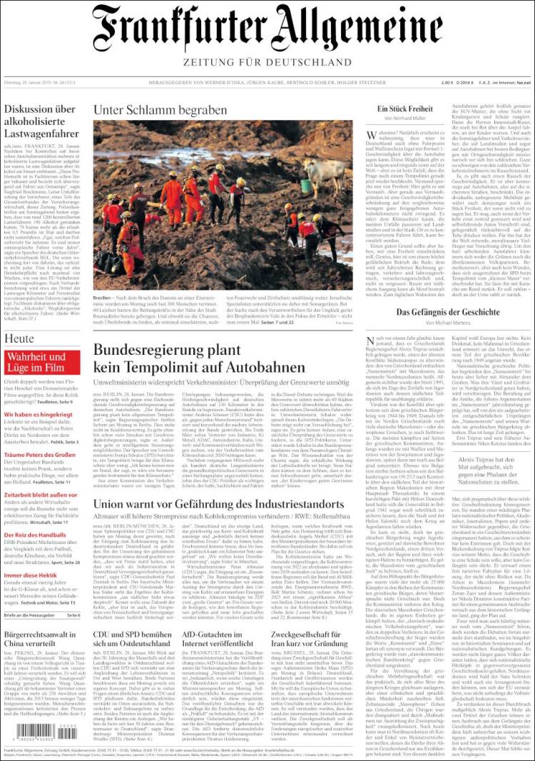 Portada de Frankfurter Allgemeine (Alemania)