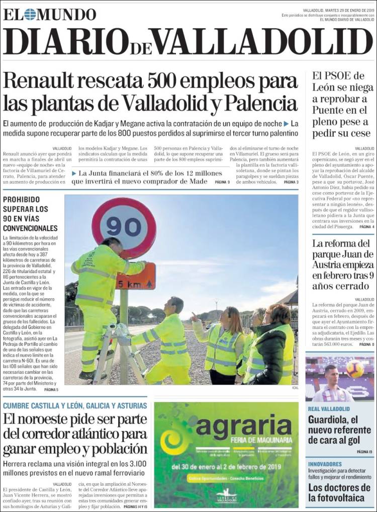 Portada de Diario de Valladolid (Espa&ntilde;a)