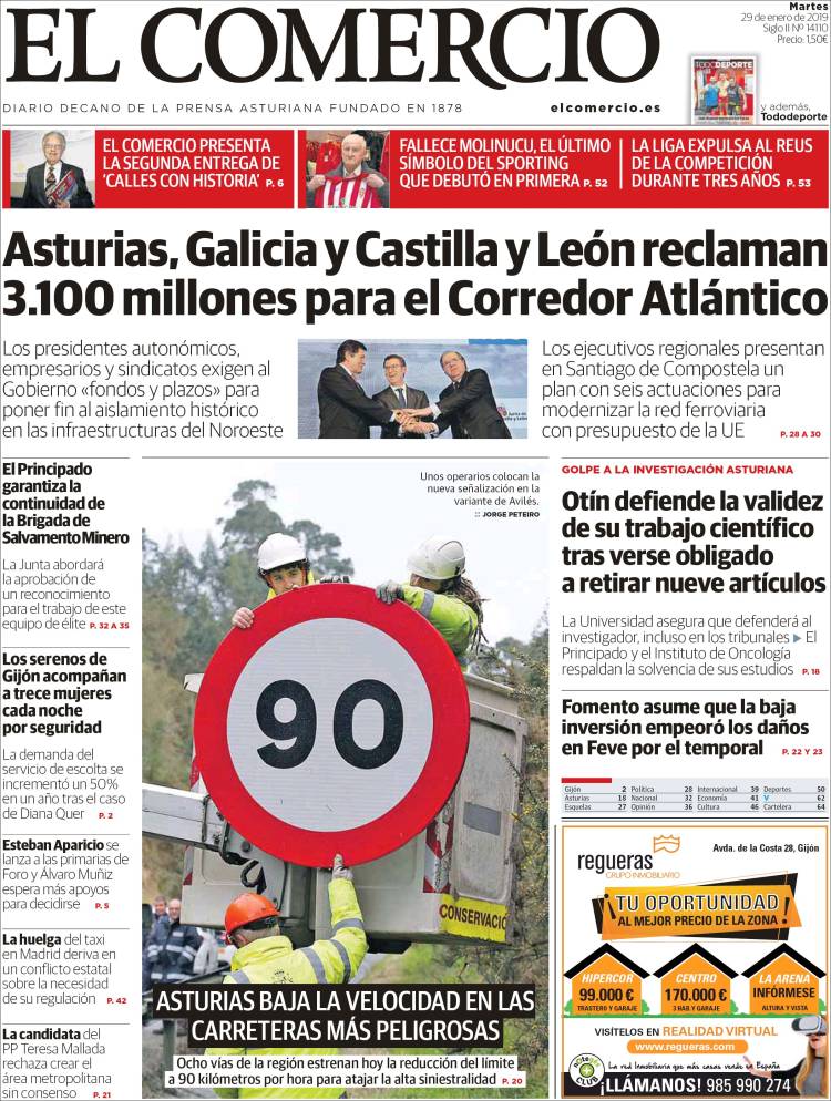 Portada de El Comercio (Espa&ntilde;a)