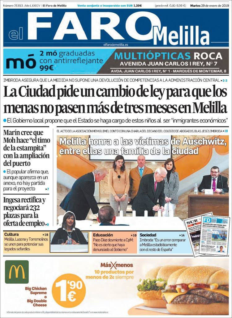 Portada de El Faro de Melilla (Espa&ntilde;a)