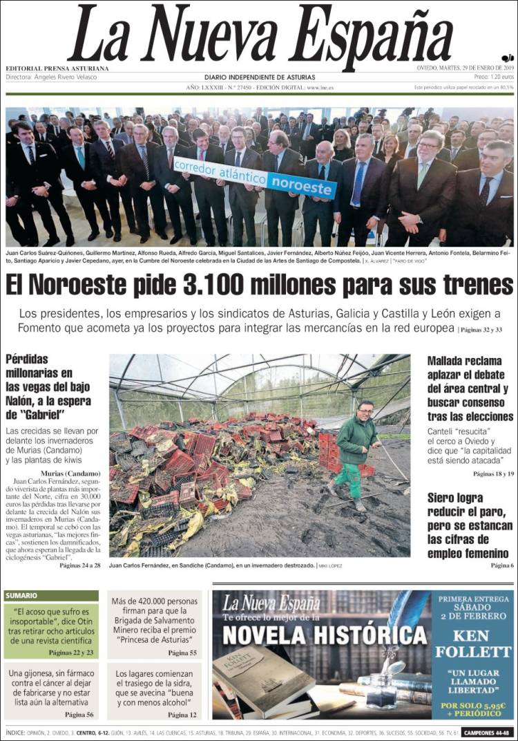 Portada de La Nueva España (Espa&ntilde;a)