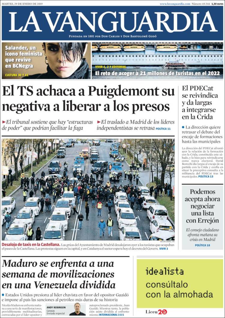Portada de La Vanguardia (Espa&ntilde;a)