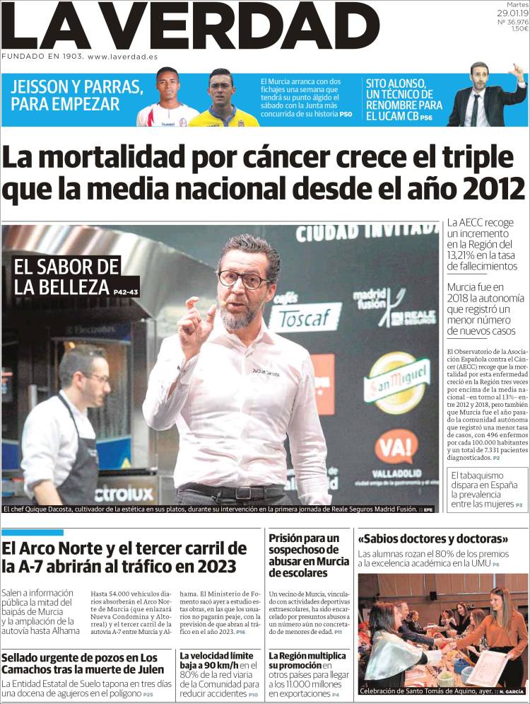 Portada de La Verdad de Murcia (Espa&ntilde;a)