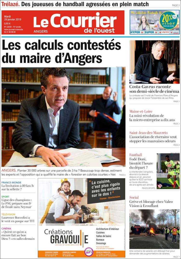 Portada de Le Courrier de l'Ouest (Francia)