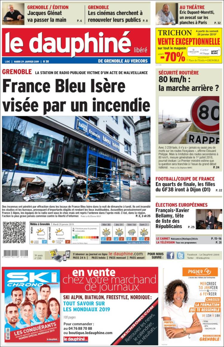 Portada de Le Dauphiné Libéré (Francia)