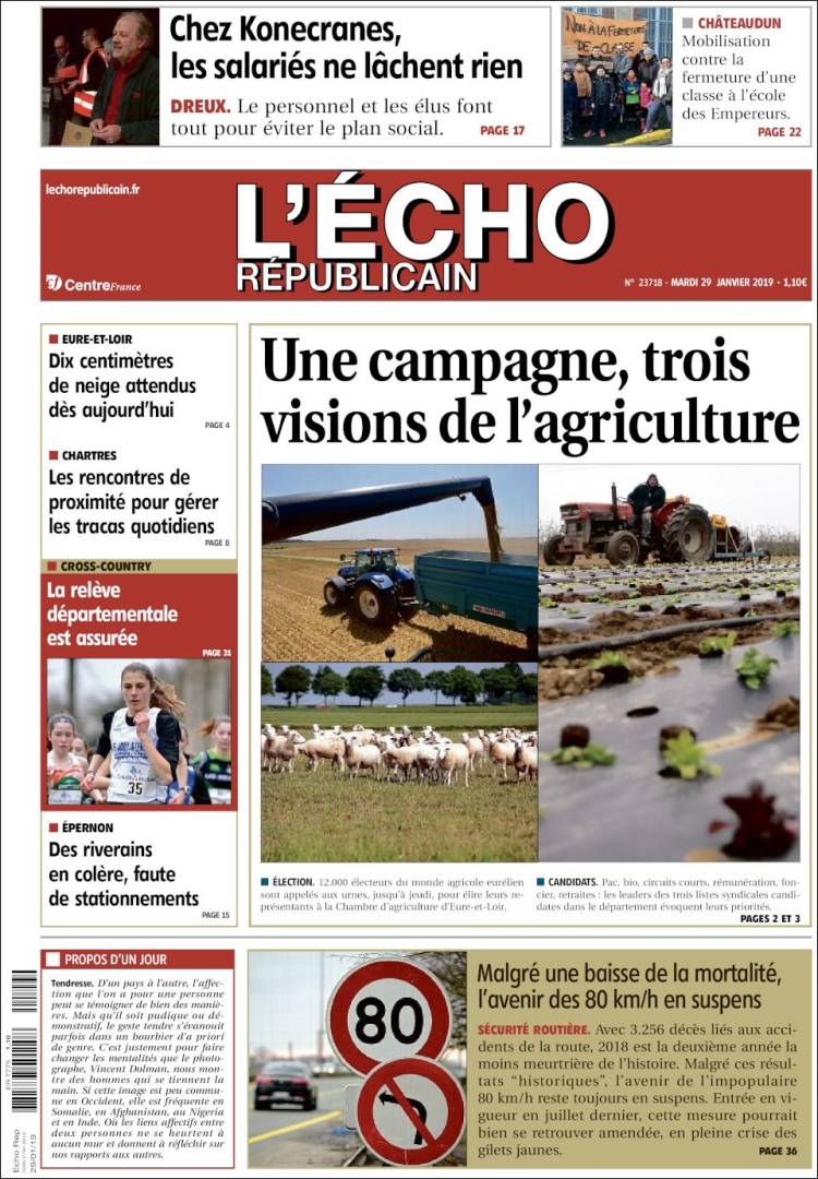 Portada de L'Echo Républicain (Francia)