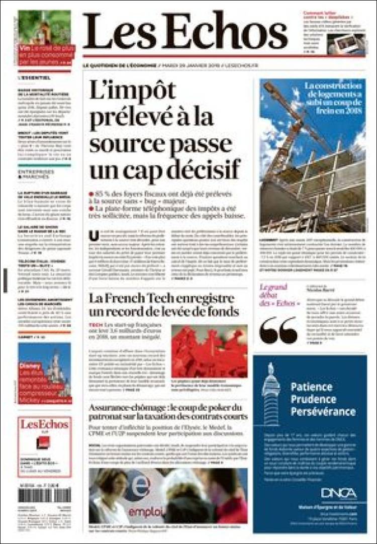 Portada de Les Echos (Francia)