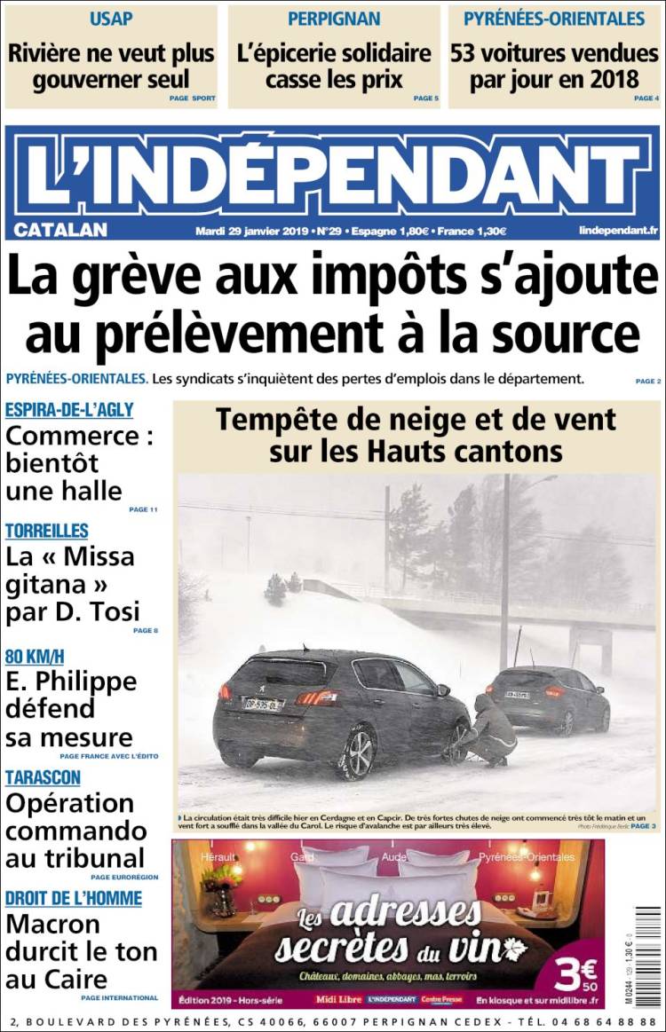 Portada de Le Indépendant (Francia)