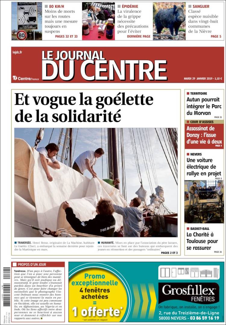 Portada de Le Journal du Centre (Francia)