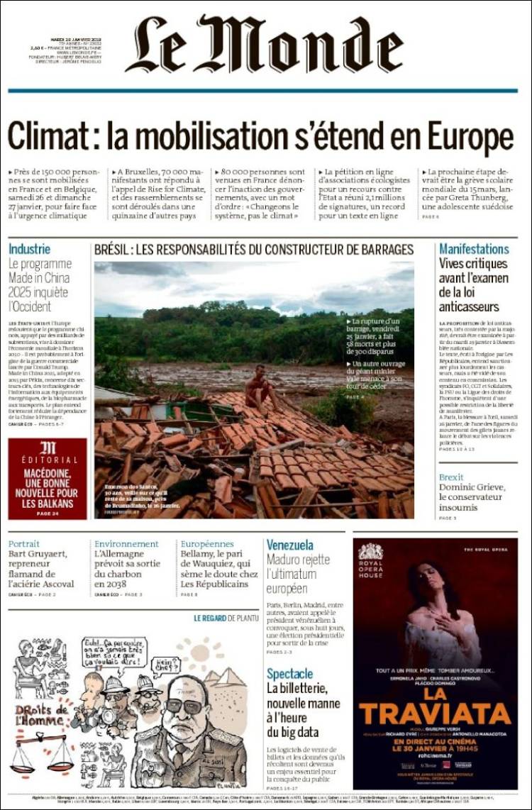 Portada de Le Monde (Francia)