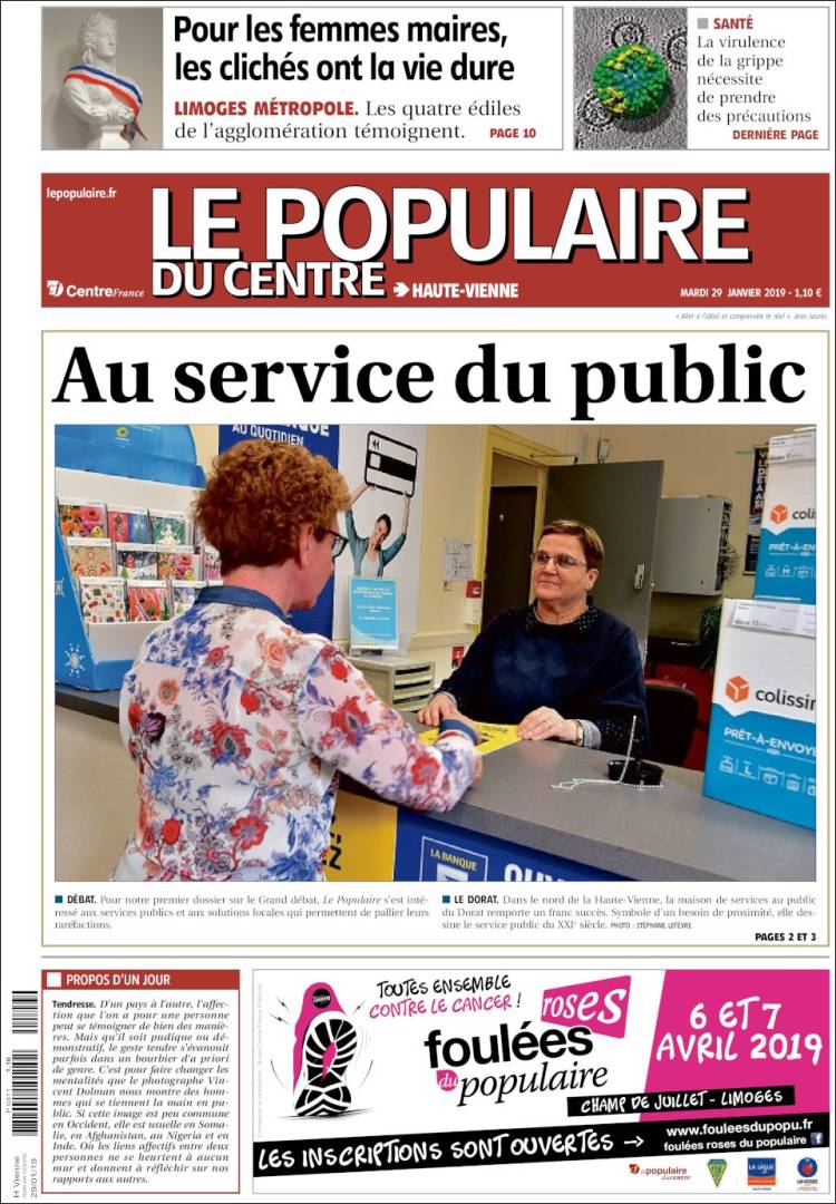 Portada de Le Populaire du Centre (Francia)